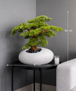 Artificial Bonsai Pine Tree in Stone Planter