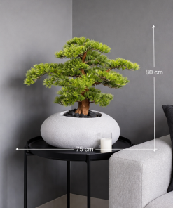 Artificial Bonsai Pine Tree in Oval Stone Planter