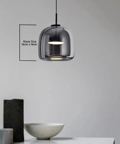 Kaira glass pendant lamp gray finish