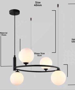 Maytoni ring 4 black with white diffusers pendant light