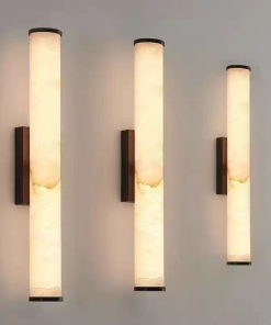 Alternative view of Modern Marble Effect LED Wall Lamp – Luxury Vertical Wall Sconce