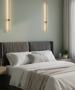 Modern Minimalist Vertical Wall Lamp – Black and Gold Metal LED Sconce