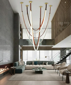 Luxury Artistic Rope LED Chandelier – Modern Designer Ceiling Light ( 2in1 belt )