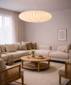 Modern Oval Fabric Pendant Light – Minimalist Designer Ceiling Lamp