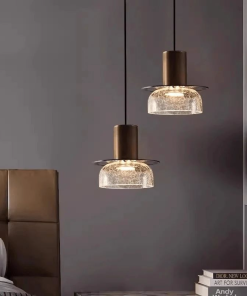 Modern Crackled Glass Pendant Light – Luxury Bronze Ceiling Lamp