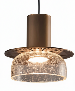 Alternative view of Modern Crackled Glass Pendant Light – Luxury Bronze Ceiling Lamp